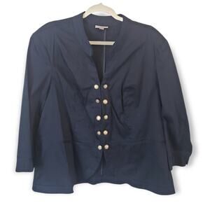 Roz & Ali for Dress Barn Women's Navy Blue Military Style Jacket Plus Size 2XL